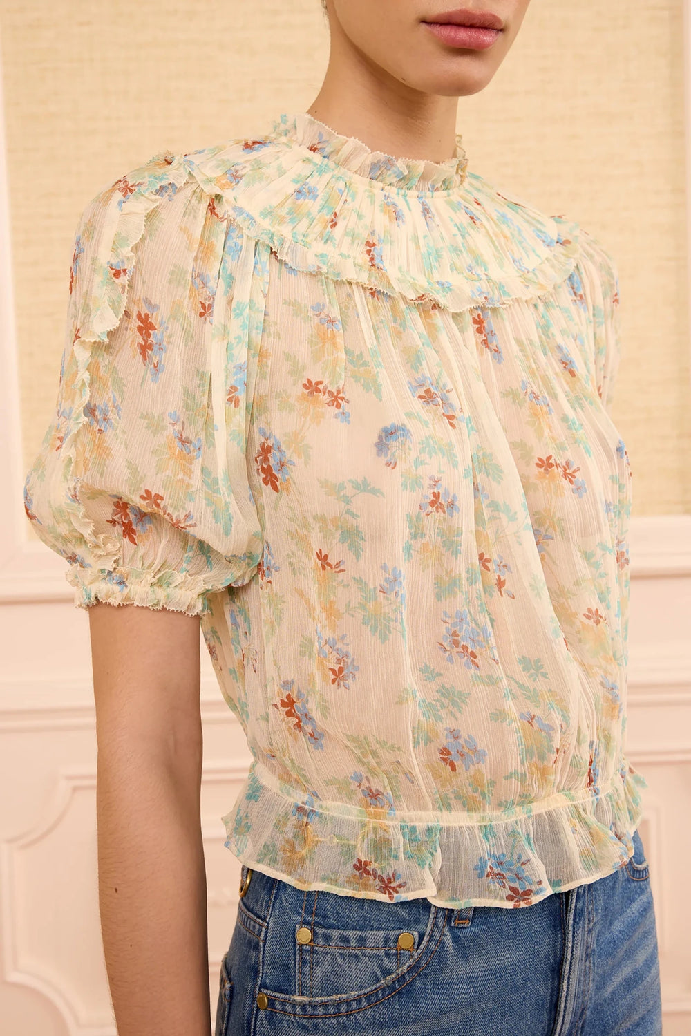 Ulla Johnson - Solenne Silk Top in Moon Petal - Kalifornia Jean Bar