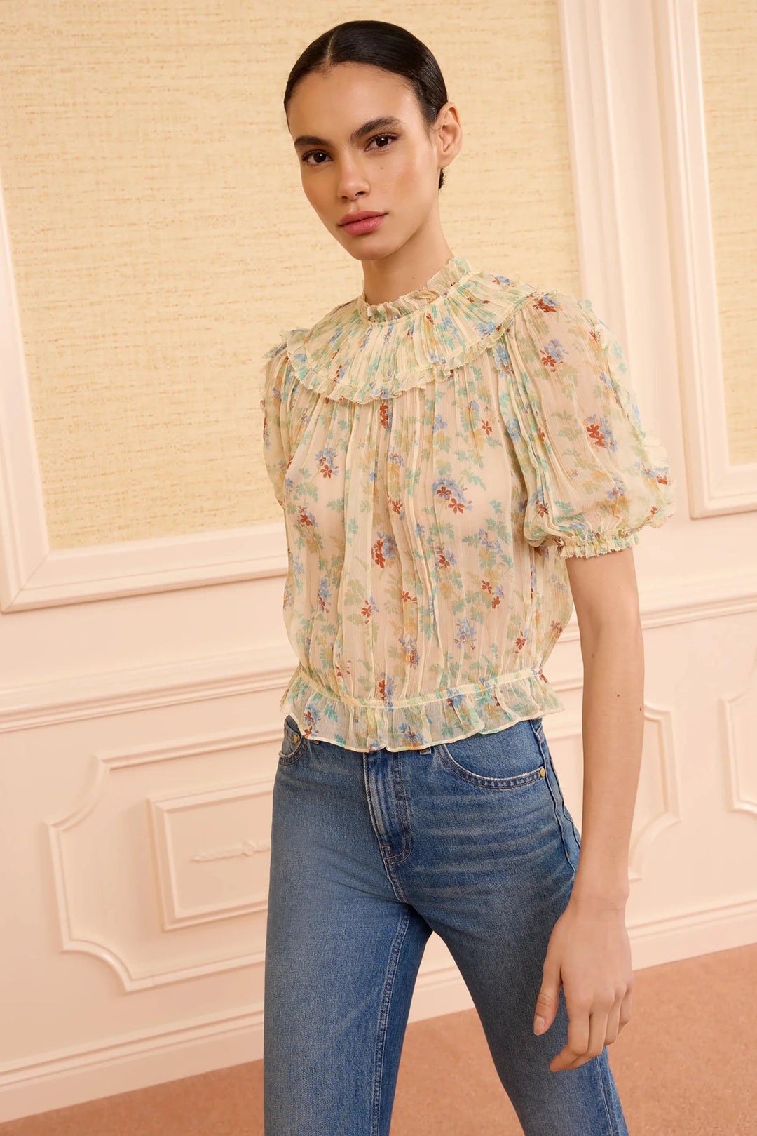 Ulla Johnson - Solenne Silk Top in Moon Petal - Kalifornia Jean Bar