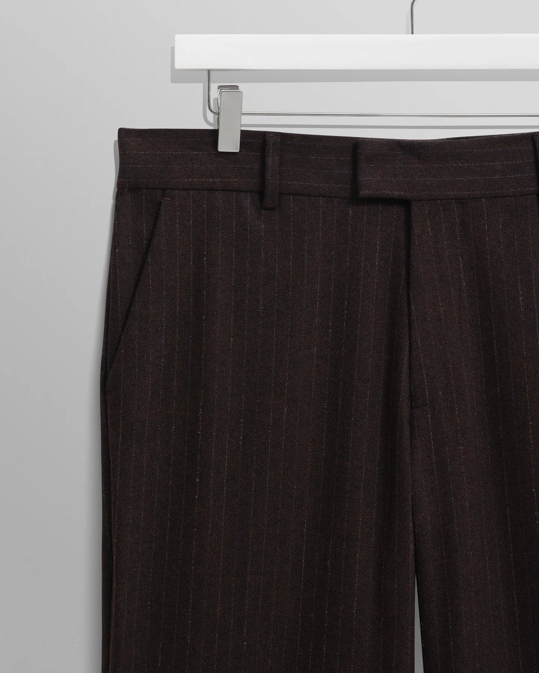 WAX London - Aston Wool Trouser Dark Brown Pinstripes - Kalifornia Jean Bar
