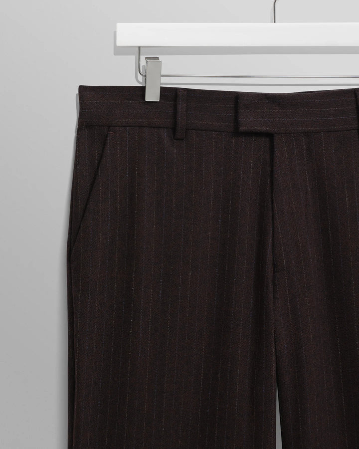 WAX London - Aston Wool Trouser Dark Brown Pinstripes - Kalifornia Jean Bar