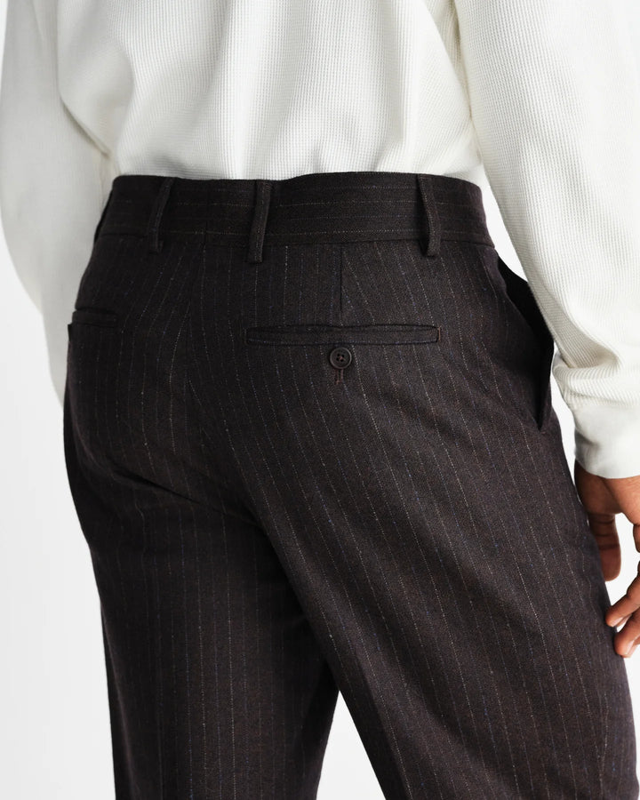 WAX London - Aston Wool Trouser Dark Brown Pinstripes - Kalifornia Jean Bar