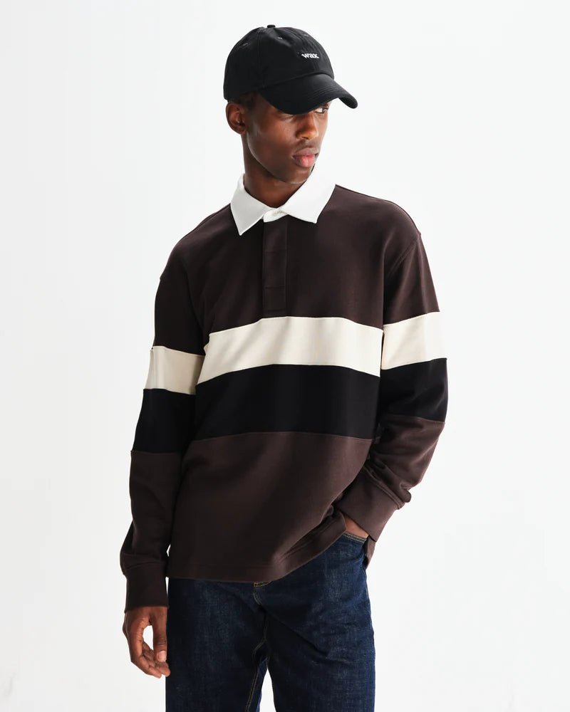 Wax London - Brown/Black Rowhill Rugby Shirt - Kalifornia Jean Bar
