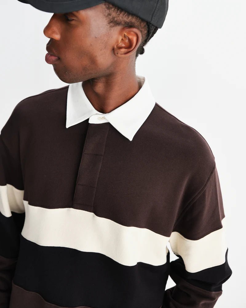 Wax London - Brown/Black Rowhill Rugby Shirt - Kalifornia Jean Bar