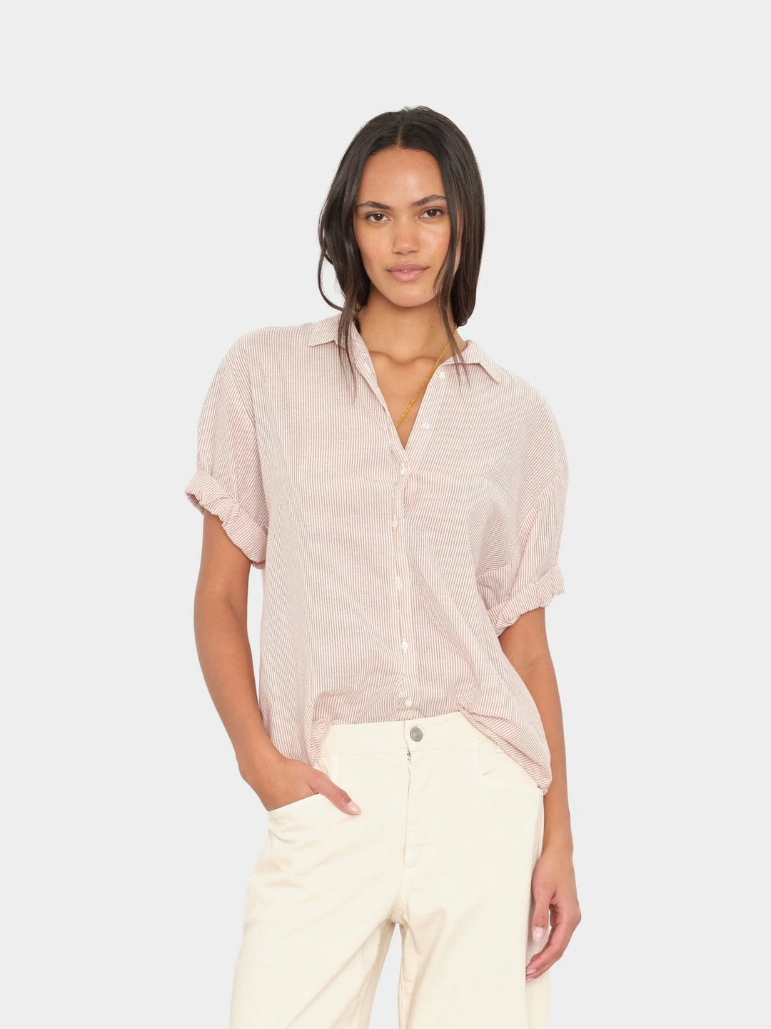 Xirena - Channing Shirt in Burnt Sienna Stripe
