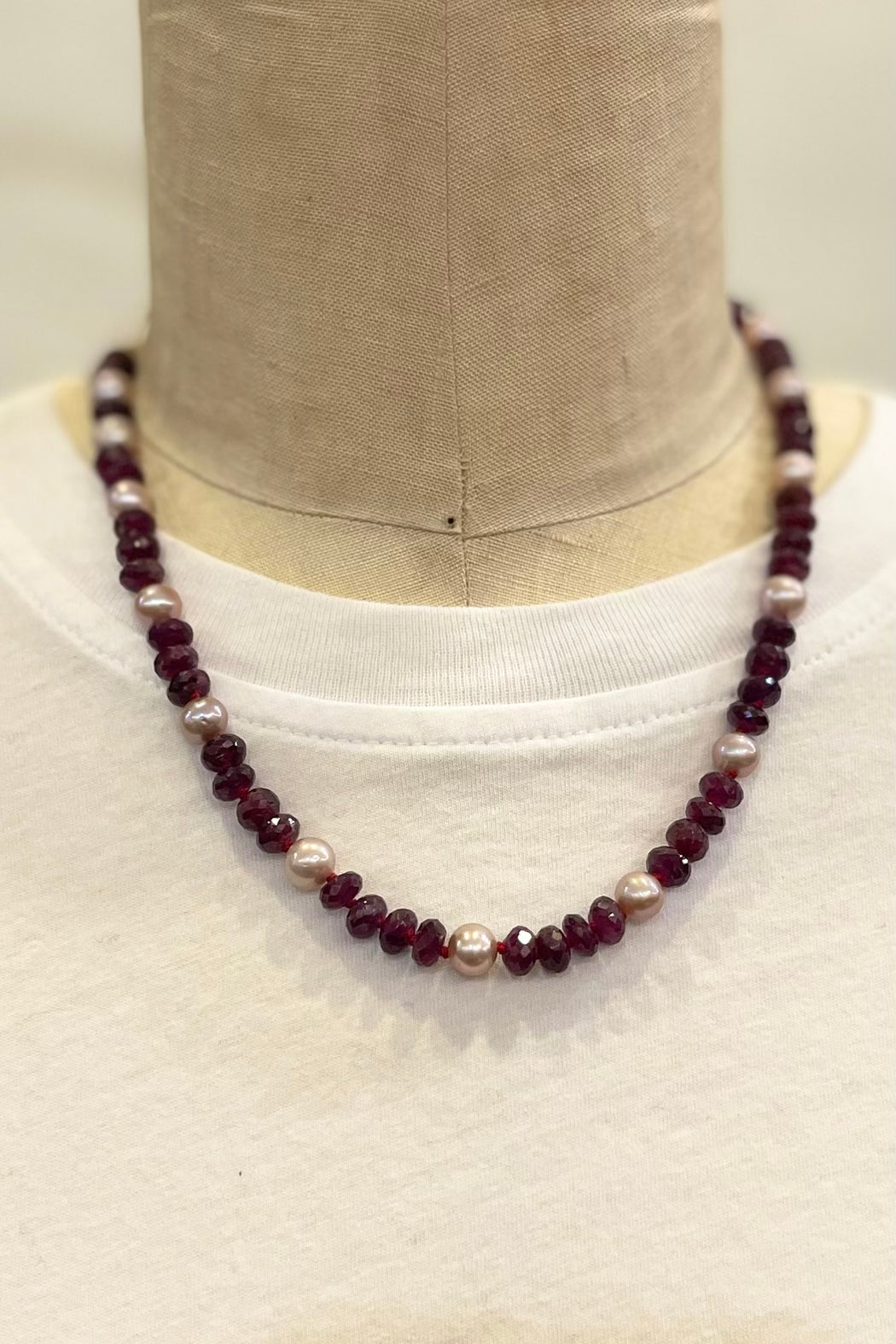 Commedia - 14K Gold Necklace with Ruby and Pink Freshwater Pearls